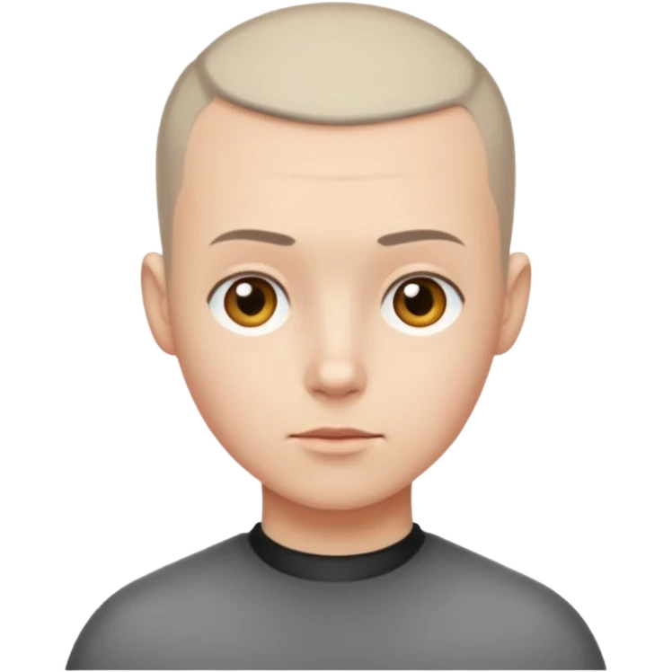 Buzz cut emoji not smiling and white skin color emoji