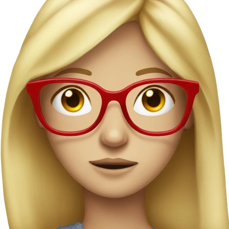 long blonde haired girl with freckles and red glasses emoji