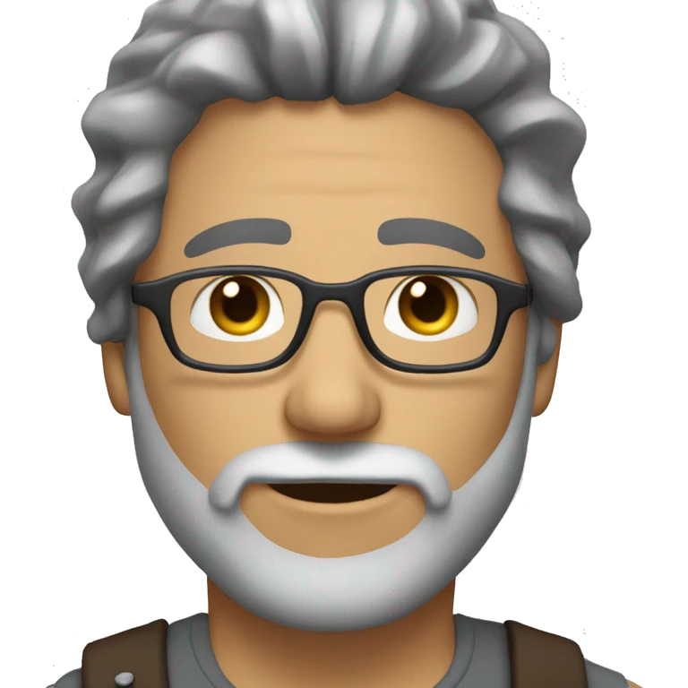 musician with medium brown hair and gray on the sides. Slender face with a scruffy beard emoji