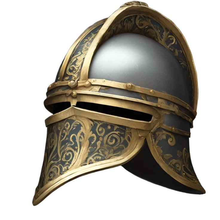 ornate french full-face armet helmet intricate inlays emoji