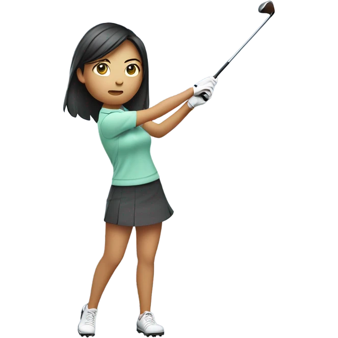 Asian girl golfing  emoji