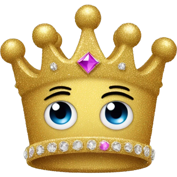 glittery crown with sad face and sad eyes on the crown a crown emoji  emoji