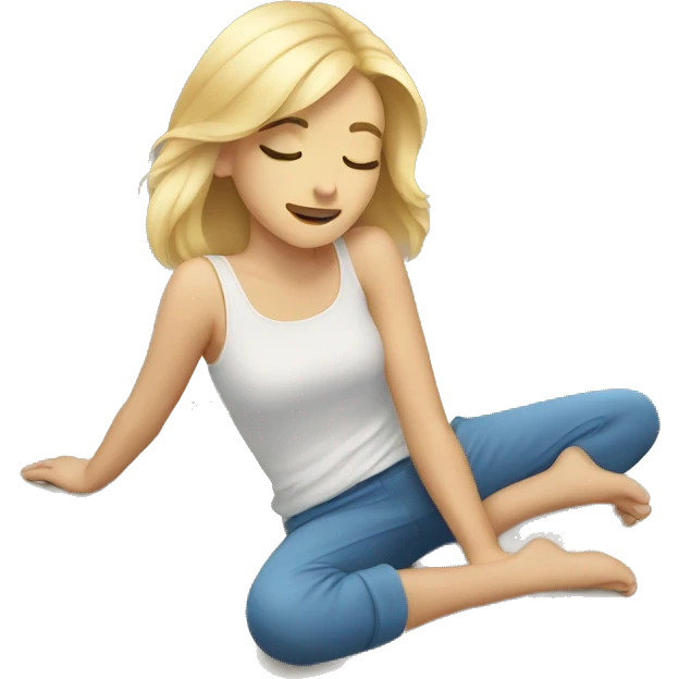 Young Blond Woman Lying With Her Back On The Floor emoji