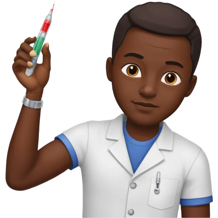 African man putting needle in his arm for medicine reason  emoji