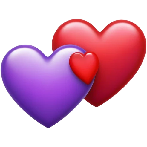  Purple and  red hearts beside each other  emoji