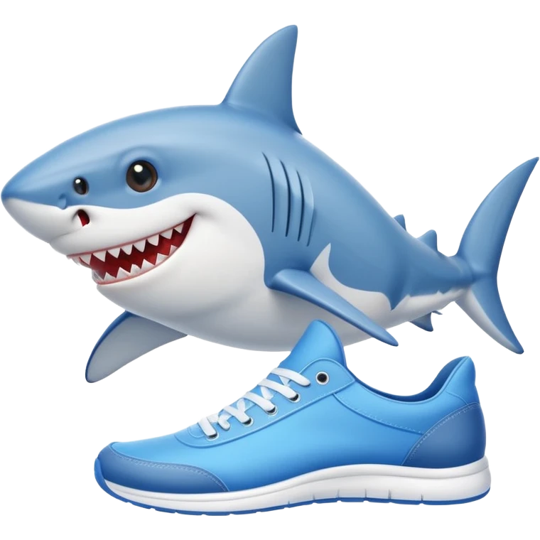 cartoon shark with shoes emoji