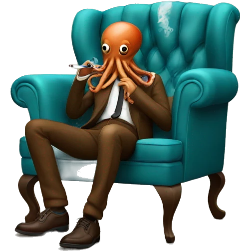 Octopus smoking a cigarette in chair emoji