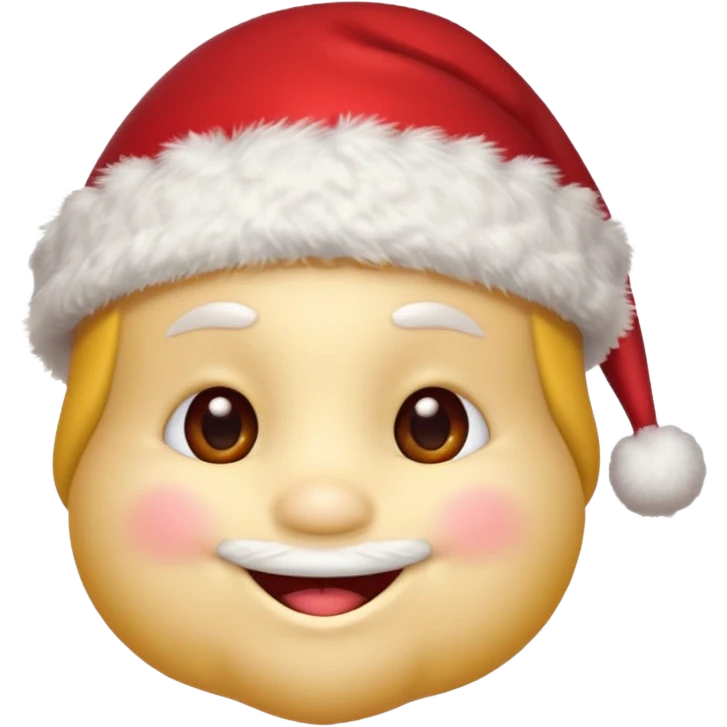 :noel: from jeuxvideo.com: A yellow small smiling face wearing a red Santa hat with a pompom, rosy cheeks and twinkling eyes, conveying a warm, festive vibe. It should be a trolling smile. Like kappa. emoji