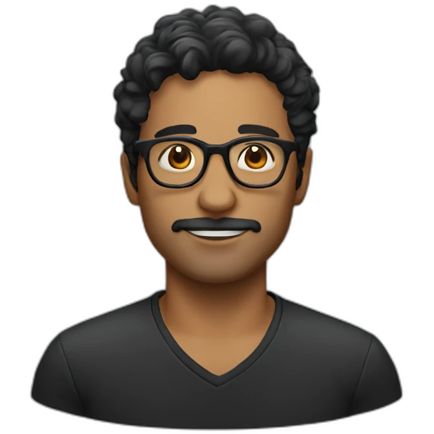 Italian man black wavy short hair and glasses emoji