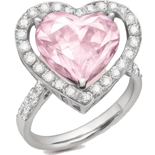 Diamond silver  ring light pink heart emoji