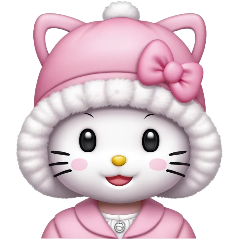 hello kitty wearing a pink bonnet emoji