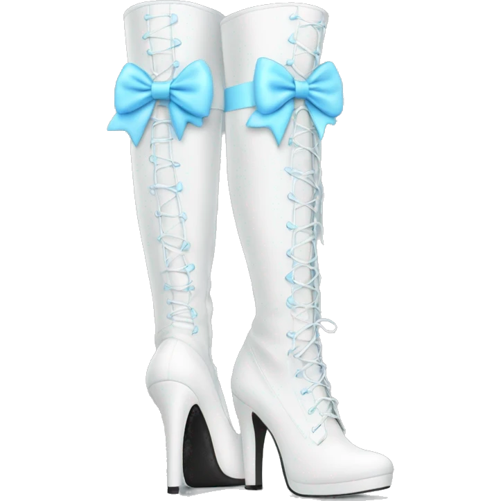 White thigh high boots with baby blue bows no legs emoji
