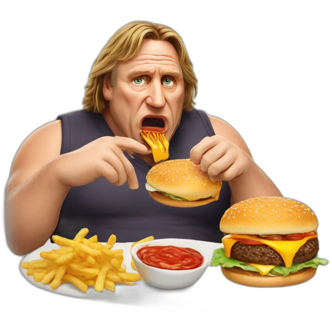 Depardieu eating a burger emoji