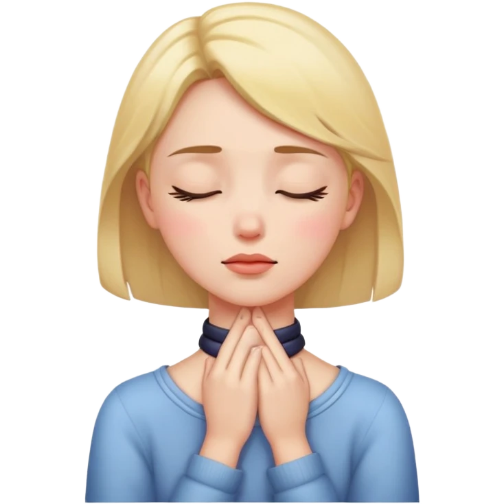 Girl hands on neck eyes closed emoji