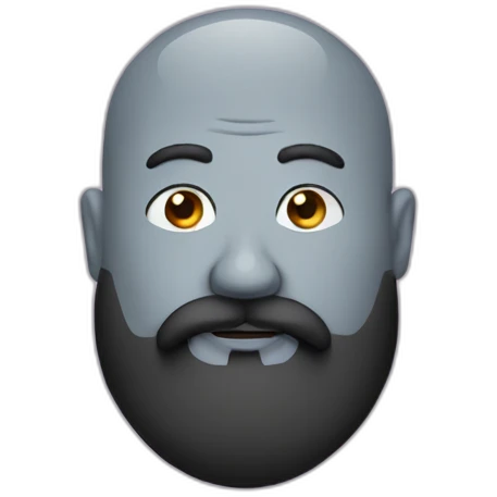 one fat bald man with moustache and long black beard emoji