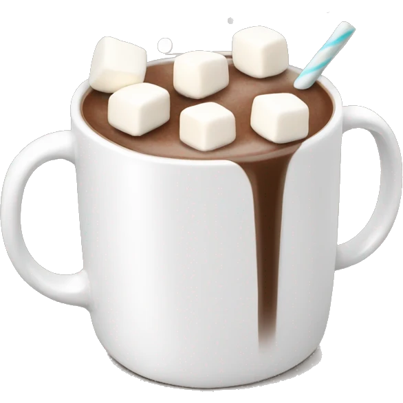 Christmas White mug of hot chocolate with marshmallows  emoji