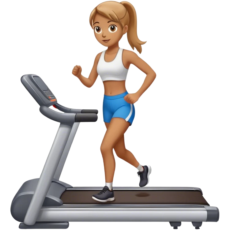 Une gym girl blanche et brune sur un tapis de course emoji