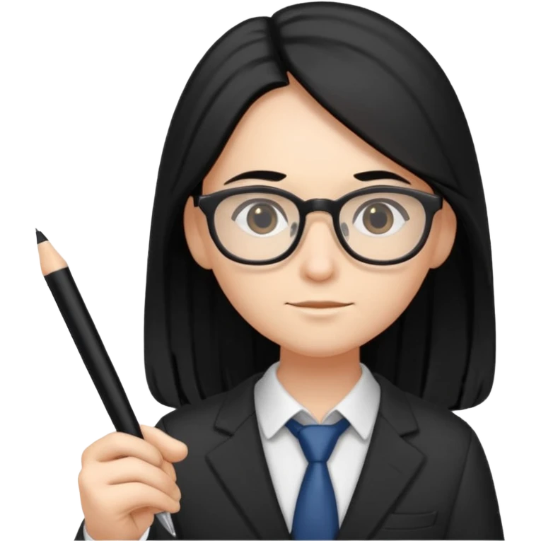accountant with black long hair emoji