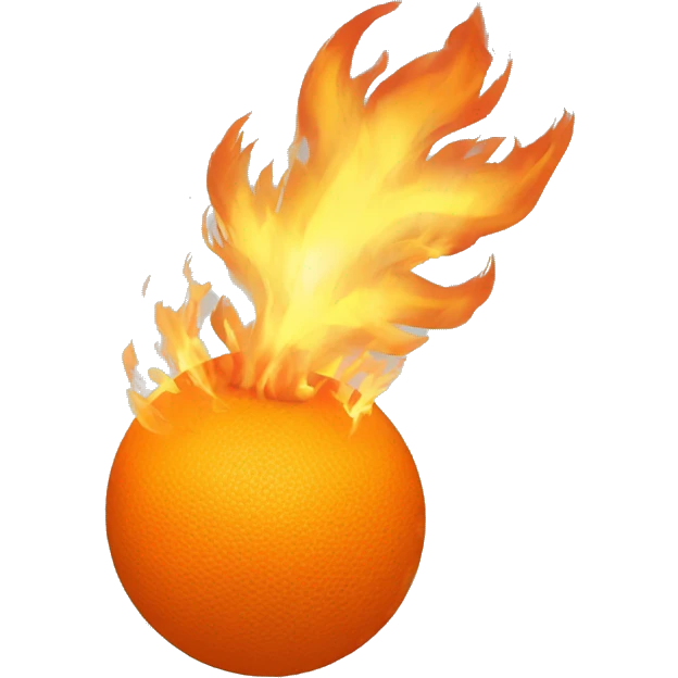 orange ball completely on fire flying through the air emoji