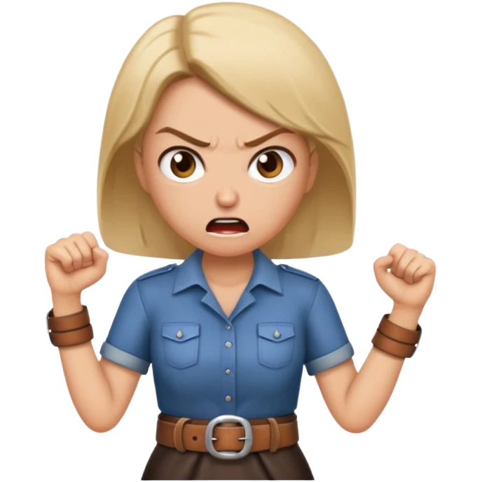 mom with a belt in her hands and an angry expression on her facd emoji