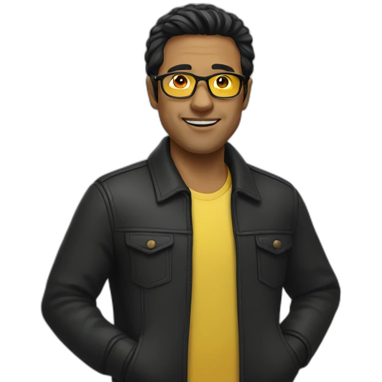 Man with yellow tinted glasses and black hair  emoji