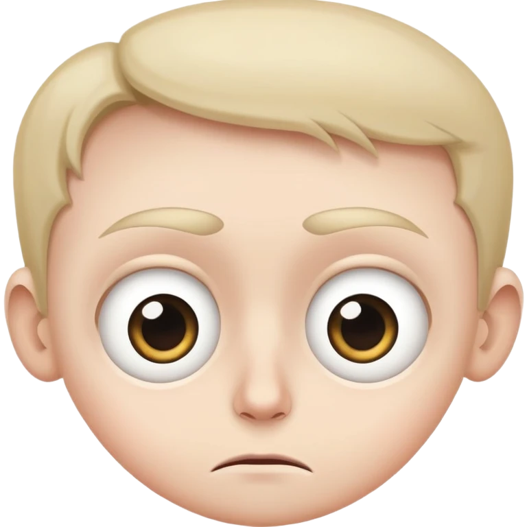 cautious face with wide eyes, slightly raised eyebrows, small frown emoji