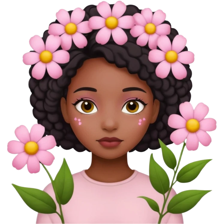 Pastel Pink Black Girl With Flowers emoji