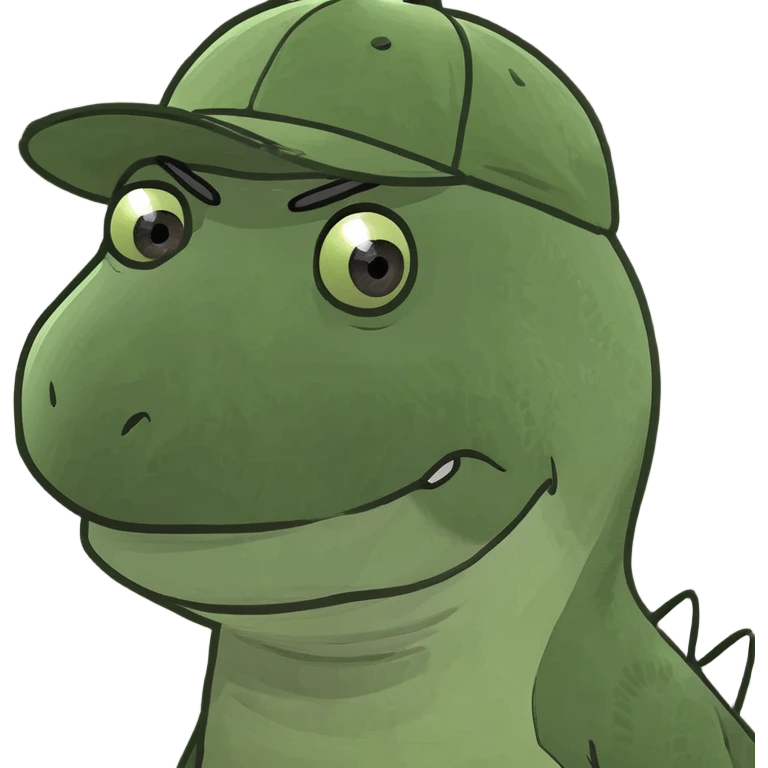 Dinosaur wearing a hat emoji