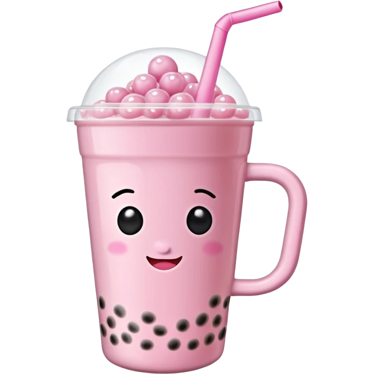 Pink mug with bubble tea emoji