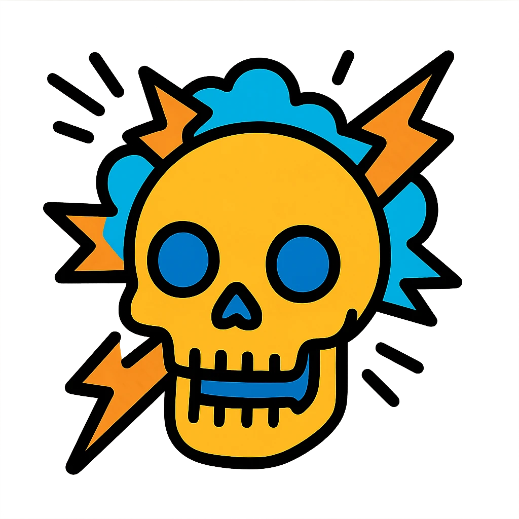 mind-blowing skull with bold lines and dynamic effect emoji