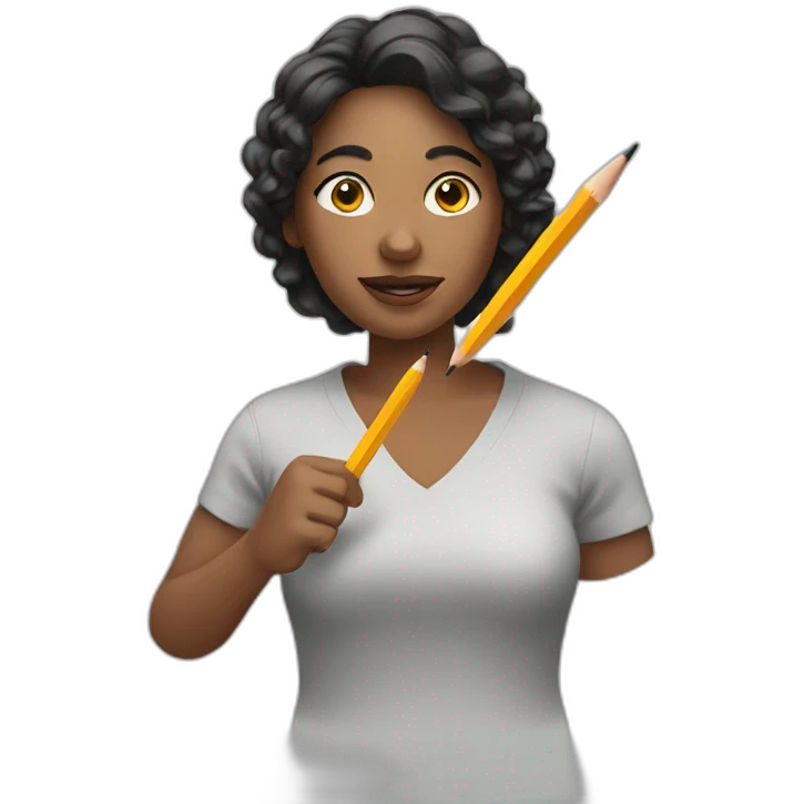womn with a pencil emoji