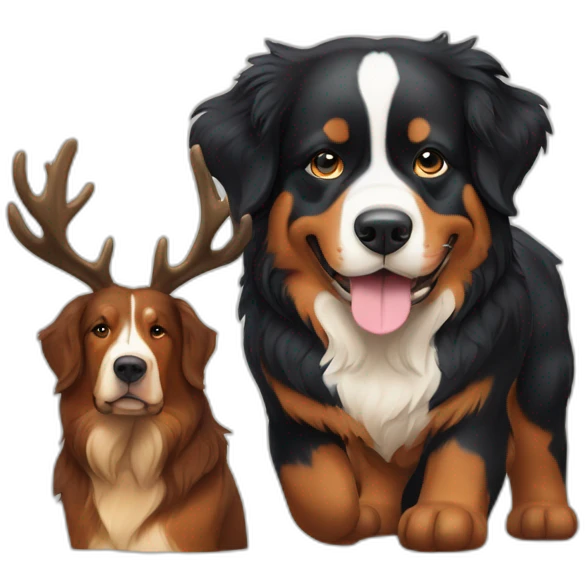 bernese mountain dog with a big elk emoji