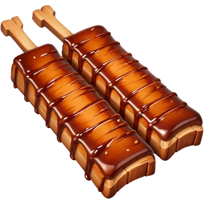 bbq ribs object icon, cooked ribs with barbecue sauce glaze, 3D cartoon, mobile game icon style, clean background, no text, no watermark
 emoji