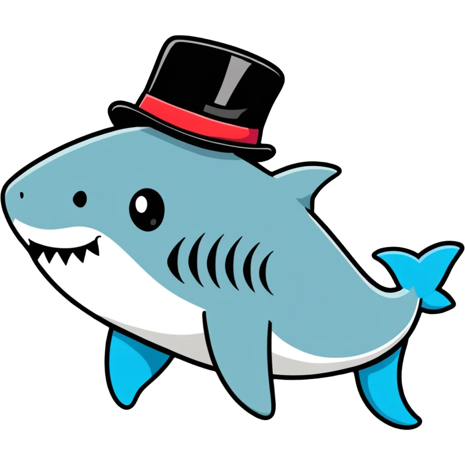 Shark with a top hat emoji