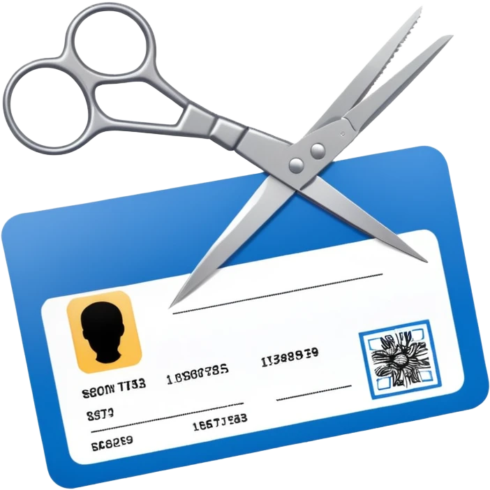 Scissors cutting military ID card emoji