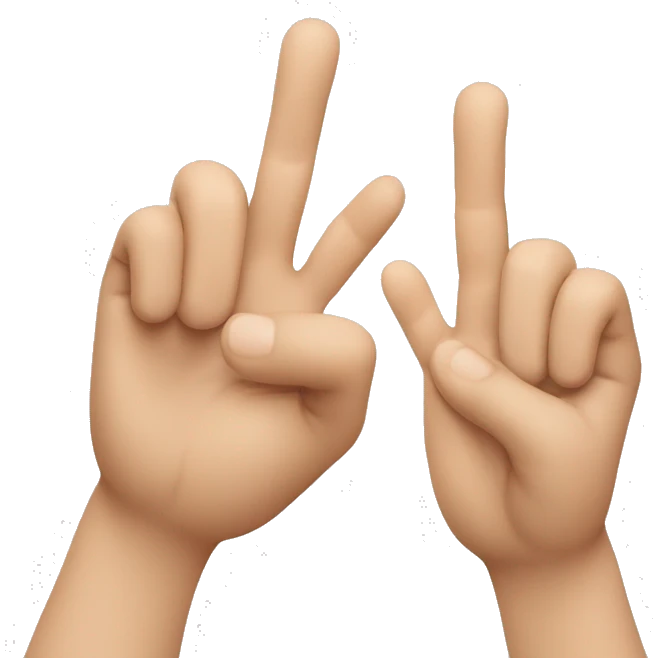 a hand sign splitting another hand in vertical emoji