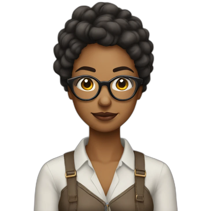 mulher parda com oculos e cabelods castanhos emoji