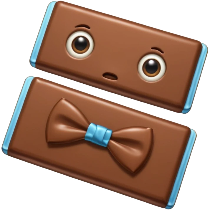 A chocolate with a tie and eyes emoji