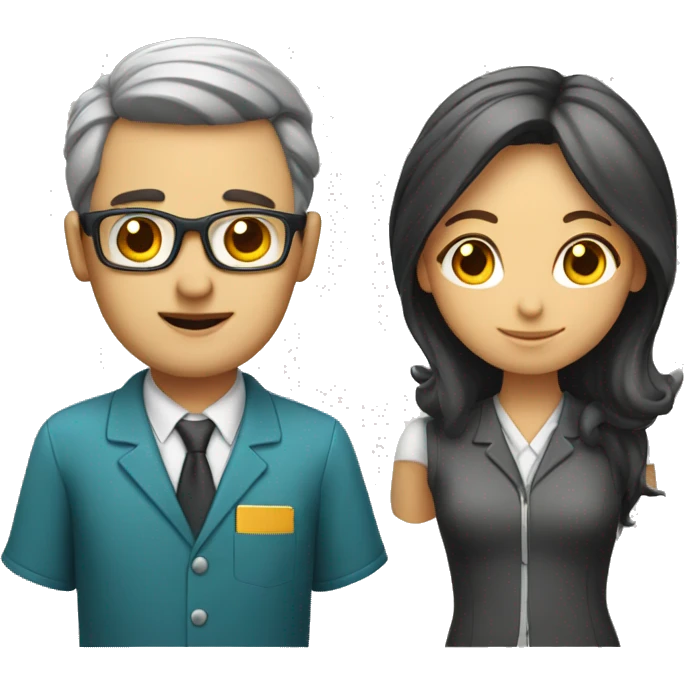 A teacher girl and engineer guy emoji