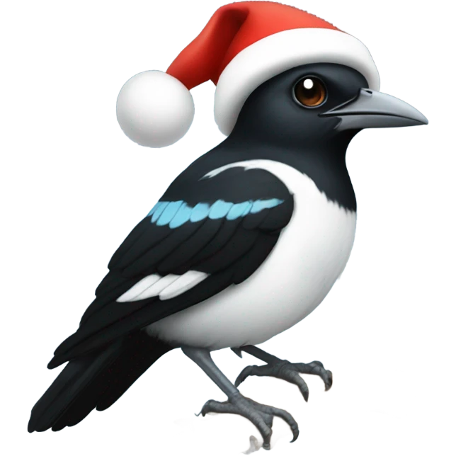 Magpie with santa hat emoji