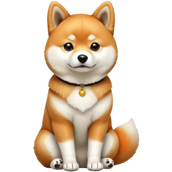 cinematic-[shiba inu]-realistic-full-body-sitting-emoji,-tail-resting-loosely-beside-its-paws,-head-tilted-dramatically, -fluffy-[orange white]-fur,-simplified-yet-realistic-focused-features,-highly-detailed,-glowing-with-an-almost-sarcastic-glow emoji