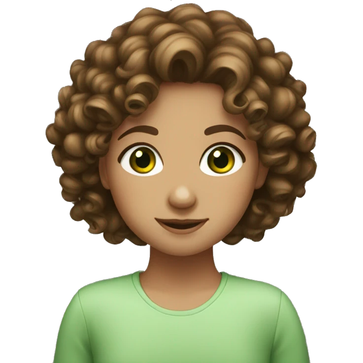 girl with curly brown hair and green eyes emoji