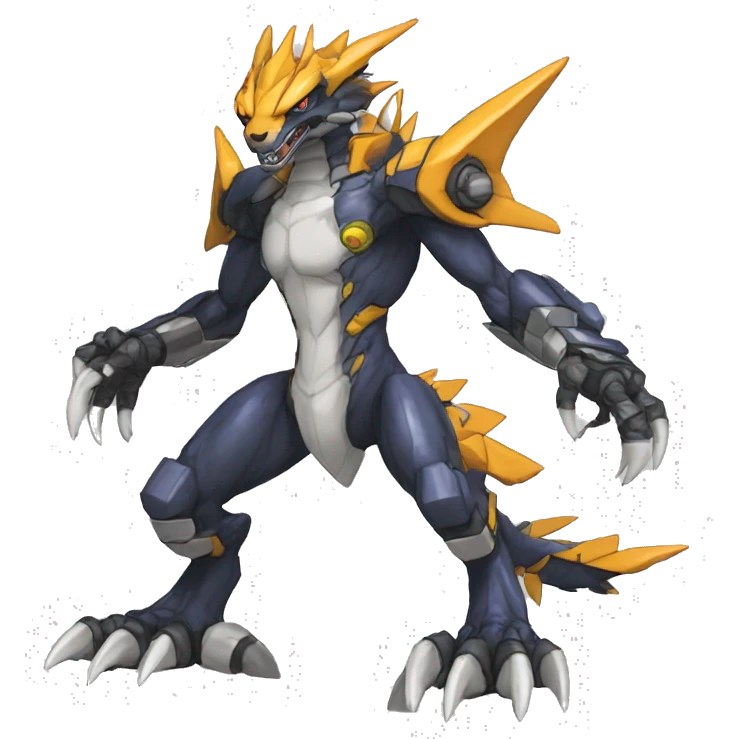  Cool Edgy Digimon-Fakemon-Garurumon-Greymon with edgy markings full body emoji