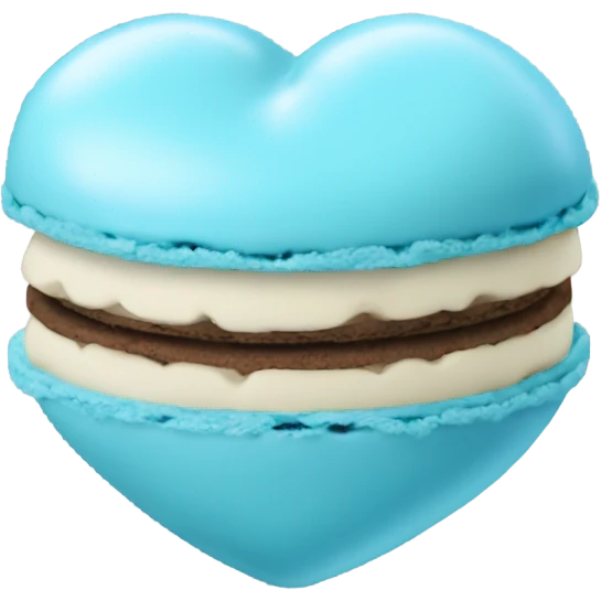 Light blue macaroon in shape of heart  emoji