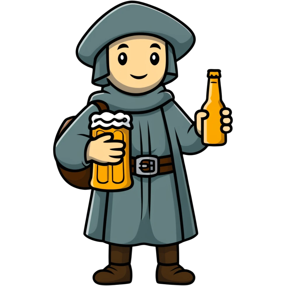 medieval pilgrim with bottle of beer emoji
