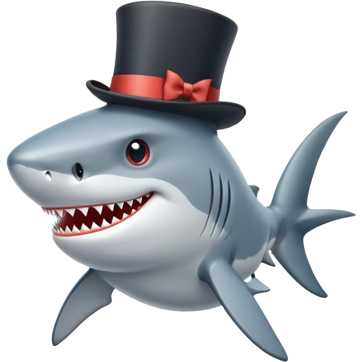 Shark with a top hat emoji