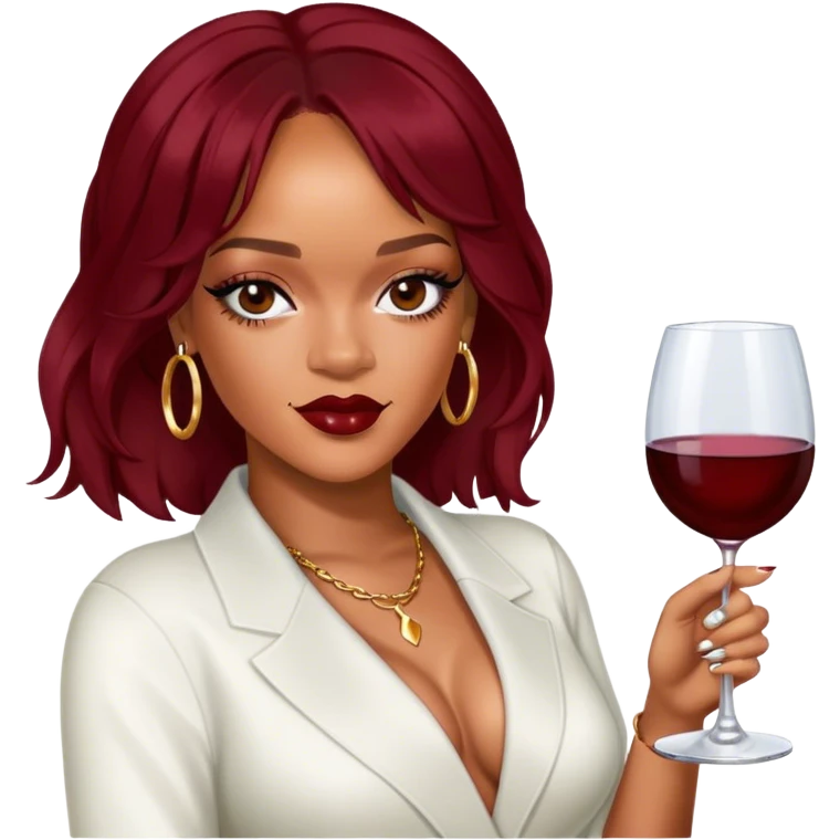 Photo Realistic Rihanna with wine glass emoji