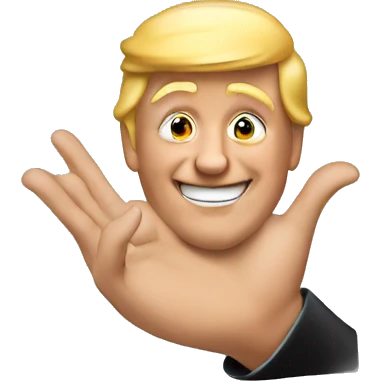 Smiling emoji with open hands but make it trump emoji
