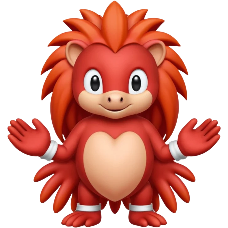 Sonic the hedgehogs friend knuckles a red animal with peach arms and white gloves emoji