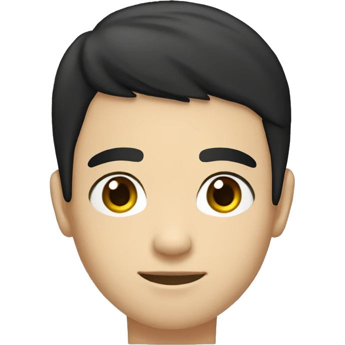 Teenager boy type mexican, White skin, with straight black hair (Which go down behind to the nape of the neck), Little bit dezoom emoji